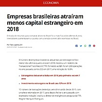 Empresas brasileiras atraram menos capital estrangeiro em 2018